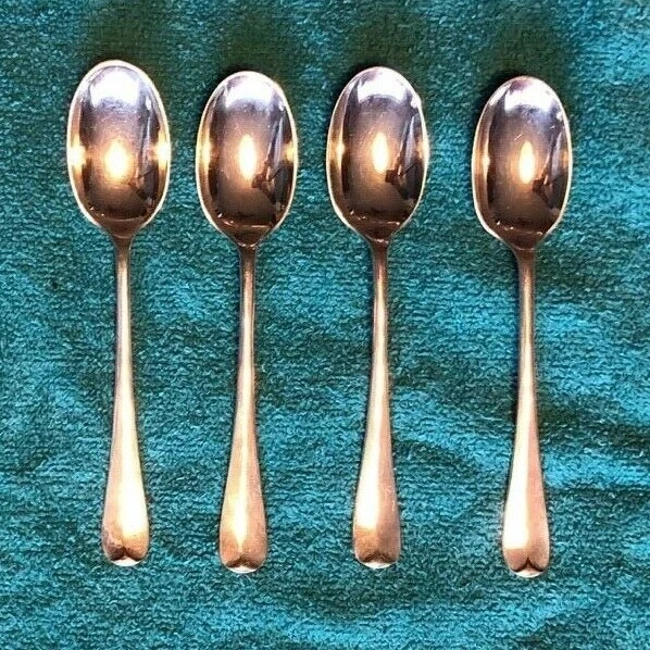 4 cucharaditas pequeñas de plata esterlina Sheffield cola de rata de colección postre de lujo de 5" Foto 2 de 4