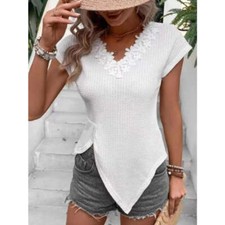V-Neck Cap Sleeve Blouse