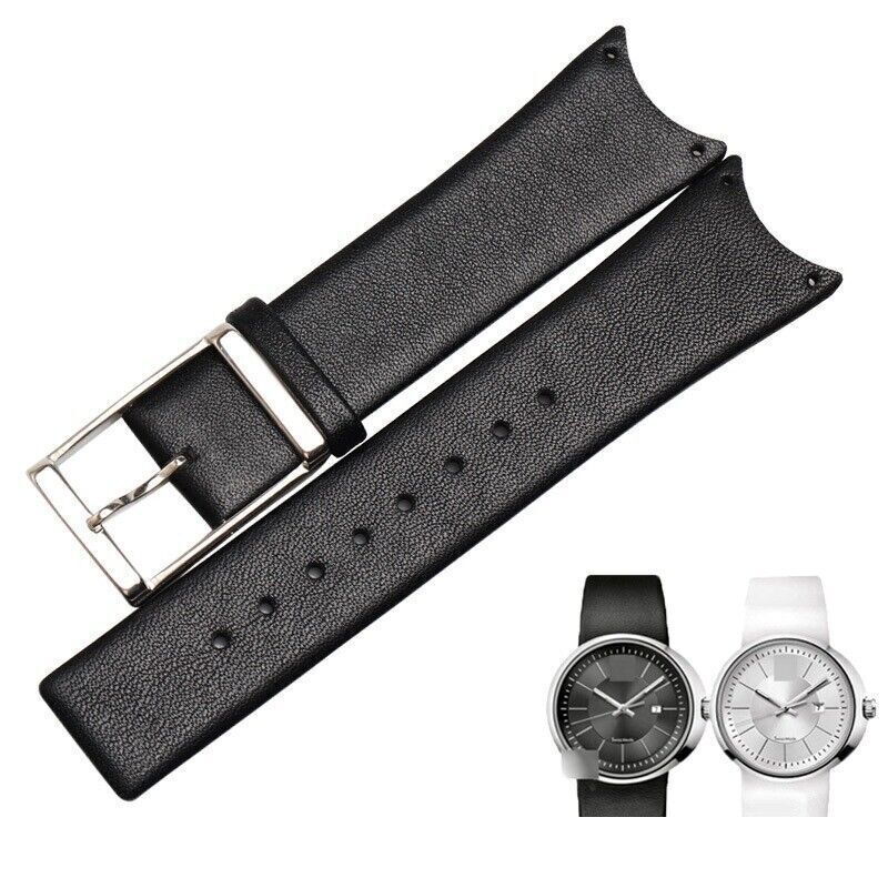 For CK KOV231 Cow Leather Watchband Strap 21mm Bracelet Black thumbnail 2