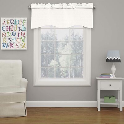 ECLIPSE Kendall Solid Scalloped Window Valance Curtains, 42'' x 18'', White - NEW