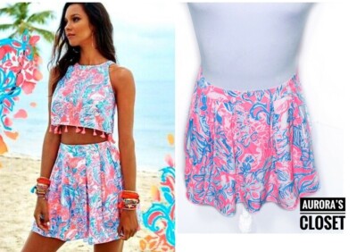 Lilly Pulitzer 0 Neon Selina Mini Skirt Pink Sun Ray Summer Siren 20643