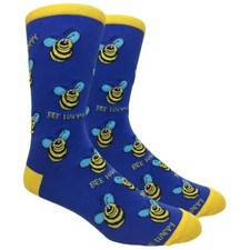 Bee Happy Bumble Bee FineFit Mens Fun Novelty Socks Dress Size 10-13 Casual