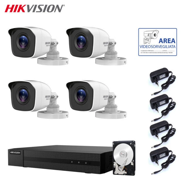 Hikvision HWD-5104M Set 4 Telecamere con 2TB Videoregistratore di Rete