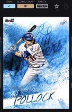 Topps Bunt MLB DIGITAL 2021 Color Splash Blue Base Super Rare AJ Pollock