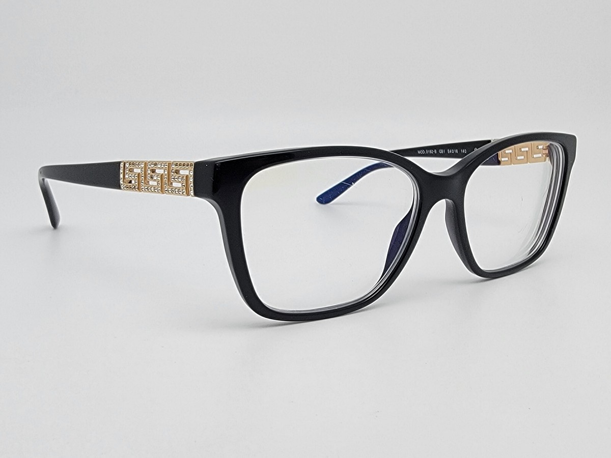 Versace Mod. 3192-B GB1 Gloss Black Gold Rhinestone Eyeglasses Frame Italy  54mm | eBay