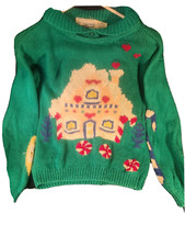 Vintage Christmas Themed Sweater. Cabin with decorative design. Great Condition