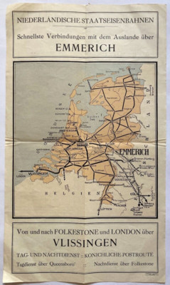 Original Vintage Karte NIEDERLANDE - NIEDERLÄNDISCHE STAATSBAHNEN - STRECKEN - STÄDTE - 1930er