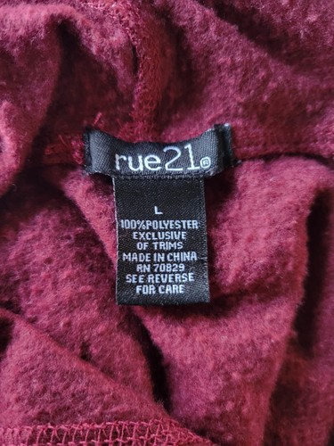 SIZE L RUE21 Burgundy Hoodie Sweatshirt Front Pocket INV#47 - Picture 2 of 2