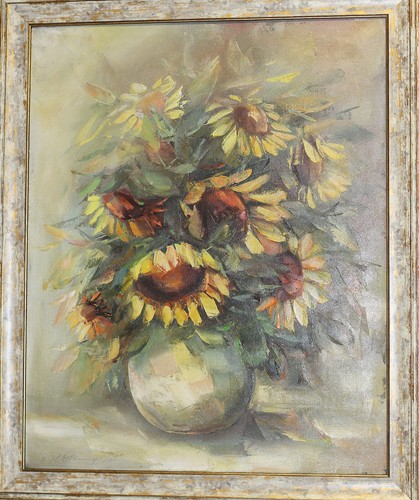 Metody Idakiev, oil painting still life with flowers signed