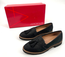 Aerosoles Womens 7 Pen Name Moccasin Black Nubuck flats slip on solid rubber