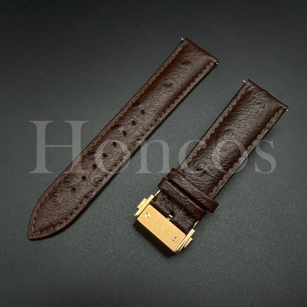 Bulova Watch genuine ostrich-leather band Ostrich Leg leather watch strap, Golden Brown Ostrich  main image 2