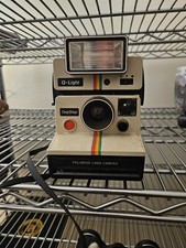 Vintage 1970's Polaroid One Step Land Camera Rainbow Stripe 2351 Q-Light Flash