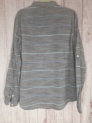 Ocean Current Long Sleeve Button Down shirt Mens L Gray Stripe - Picture 6 of 6