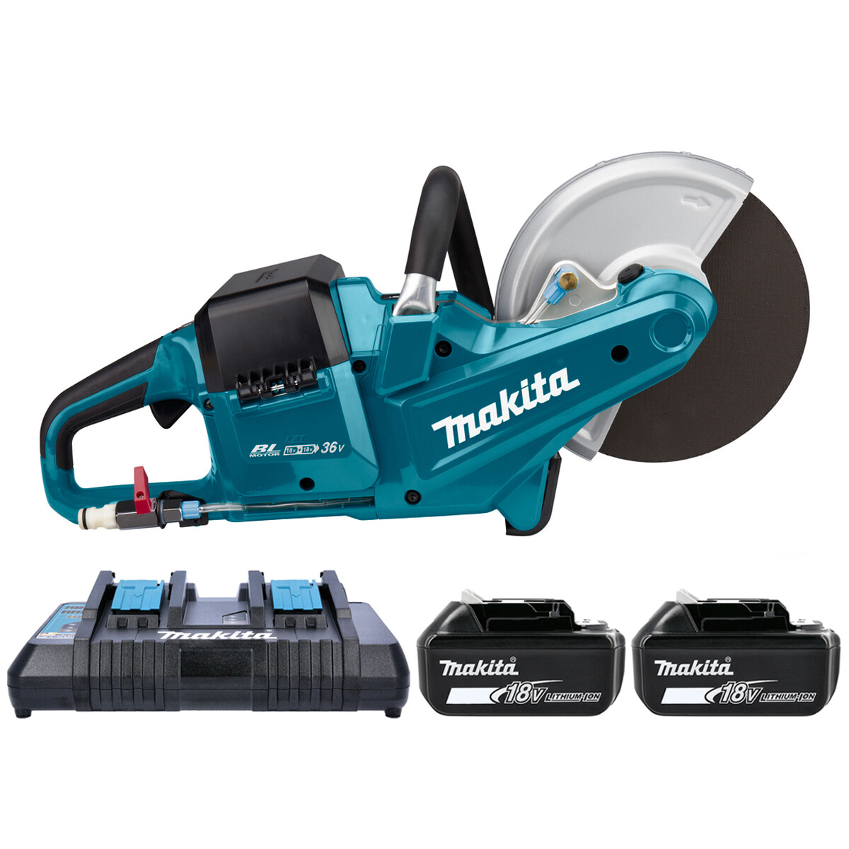 Makita DCE090ZX1 Twin 18V Brushless 230mm Disc Cutter With 2 x 5.0Ah Batterie...