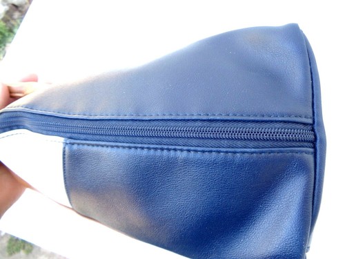 GEORGE Leather Faux Dark Blue Brown Handbag Purse Shoulder Bag Large - Picture 5 of 10