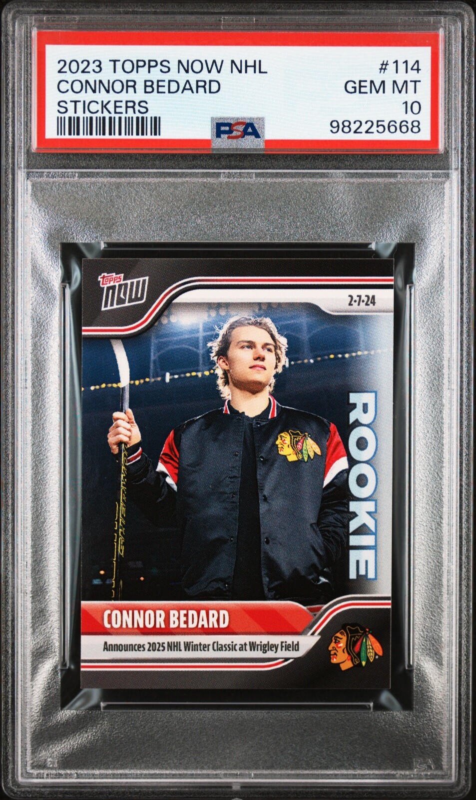 2023 TOPPS NOW NHL STICKERS #114 CONNOR BEDARD ROOKIE CARD RC PSA 10 view 2