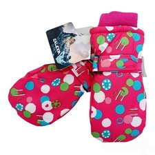 Toddler Girls Insulated Mittens: XS 2-3 Year Olds Pink Dots Ski