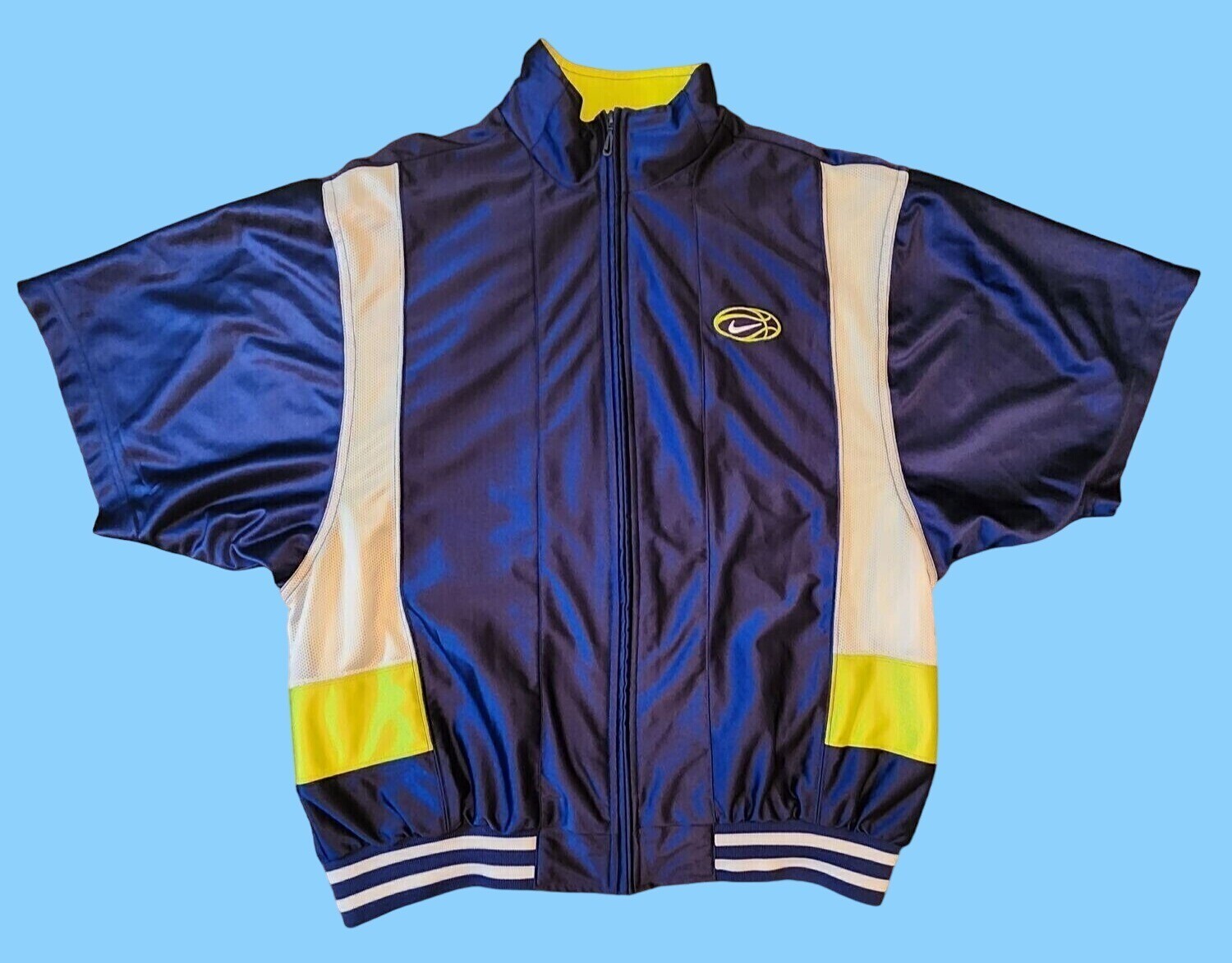 Vintage Nike Full Zip Short Sleeve Warm Up Basketball Jacket Mens Size Medium