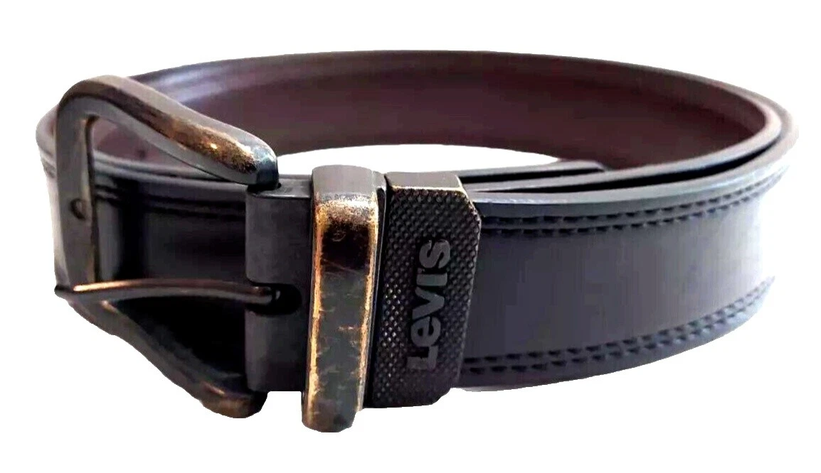 李维斯人造皮革黑色皮带适合男性