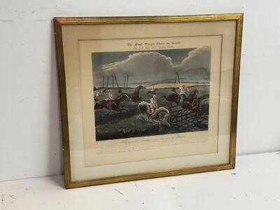 Antique 1839 The First Steeple Chase on Record Plate III Print Nacton Heath