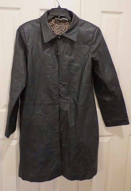 black coat with leopard lining
