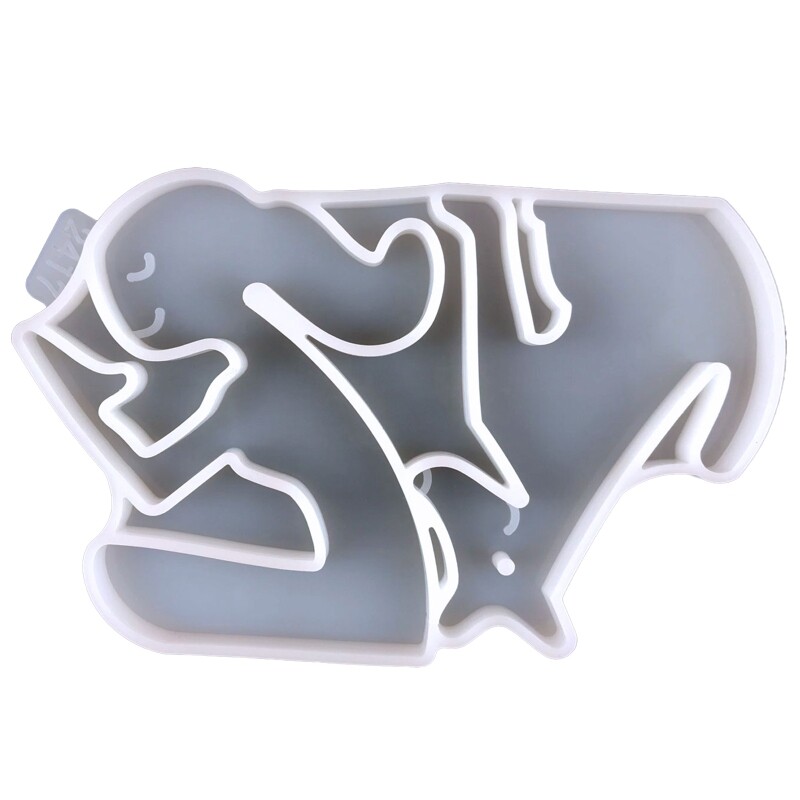 Epoxy Resin Keychain Molds Girl Kiss Dog Shape Silicone Mold with Hole Jewelry