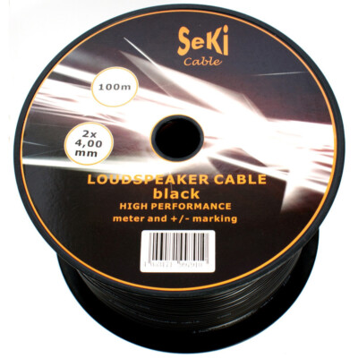 Lautsprecherkabel 2x4,00mm² - 100m - schwarz - CCA - Audiokabel - Boxenkabel