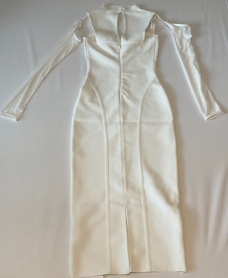 Catchall Cold Shoulder Long Pencil Dress Womens Size S White Sheer Sleeves  | eBay