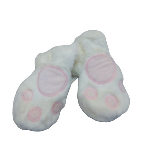 Gymboree Animal Party size 0-12 months Cream White Pink Paw Mittens Furry NWT - Picture 2 of 7