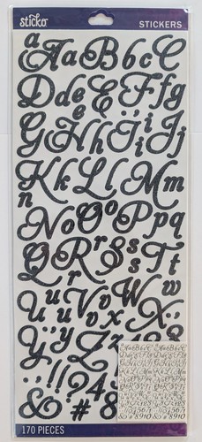 Large Black Aphrodite Glitter Alphabet Letters Numbers Scrapbook Stickers Sticko - Foto 1 di 3