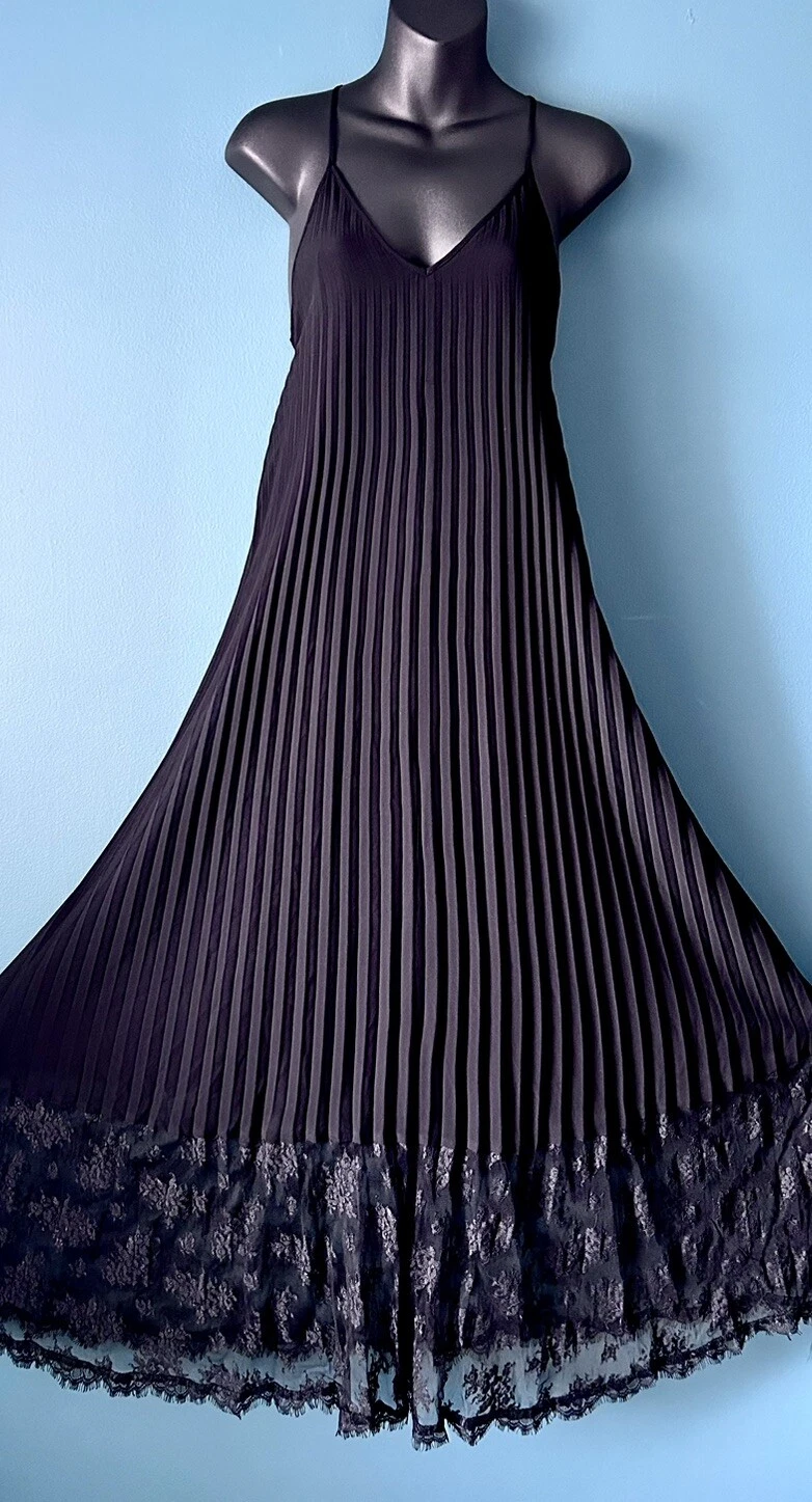 UNDERCOVER Rara camicia da notte Victoria's Secret fisarmonica plissettata pizzo romantica sexy maxi Y2K