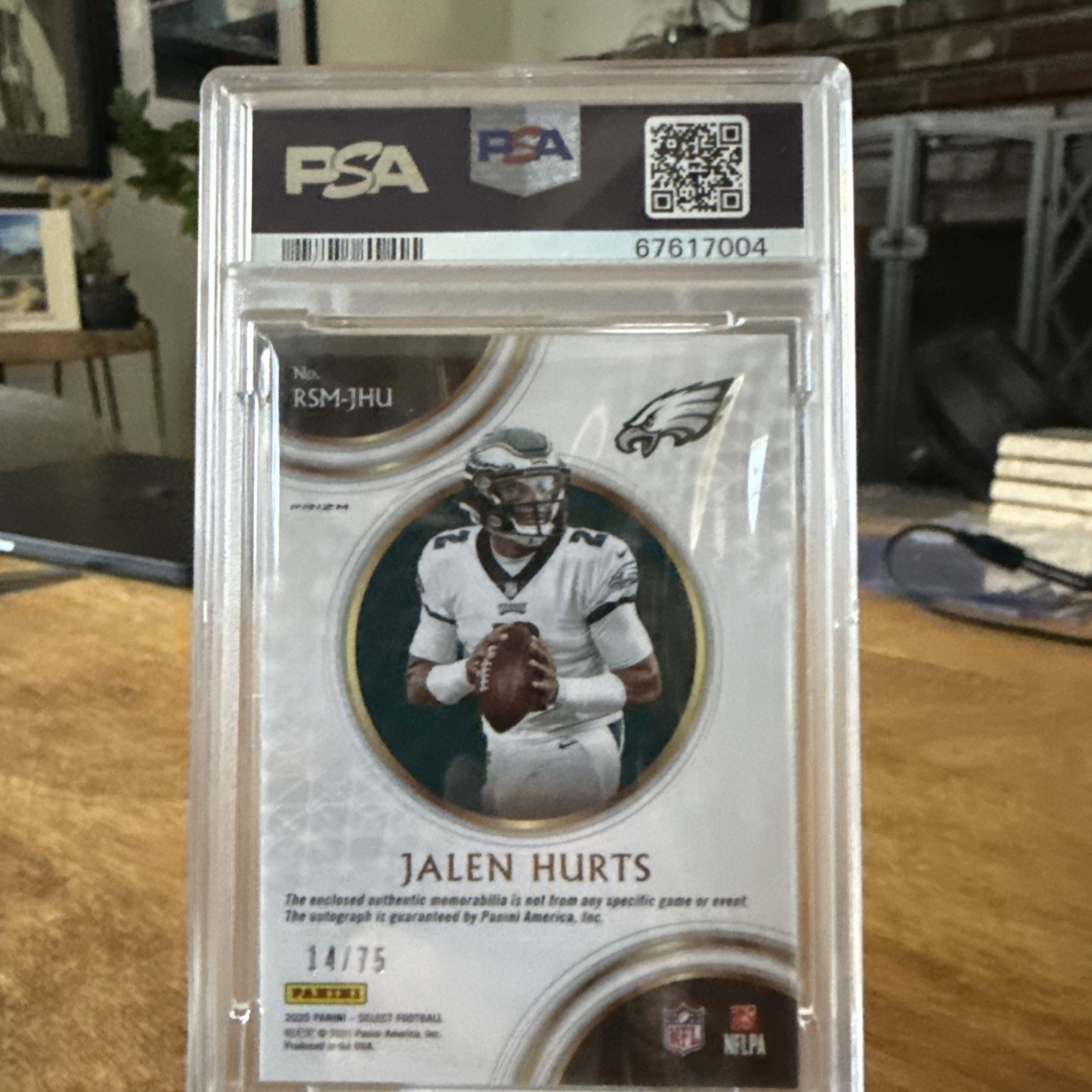 2020 Select JALEN HURTS Rookie Patch Auto RPA Blue Prizm #/75 - PSA 9 view 3