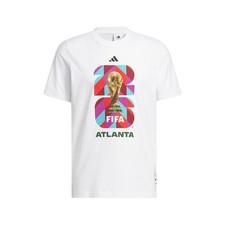 adidas Fifa World Cup 26 Host City Atlanta Graphic T-Shirt Mens White Casual Top