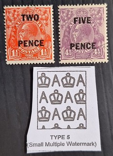 1930 Australia set KGV Surcharged stamps P13 1/2x12 1/2 SMWMK CTO $20.00.