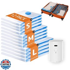 Travel Vacuum Bags with Rechargeable Mini Pump, 12 Pack Carry-On