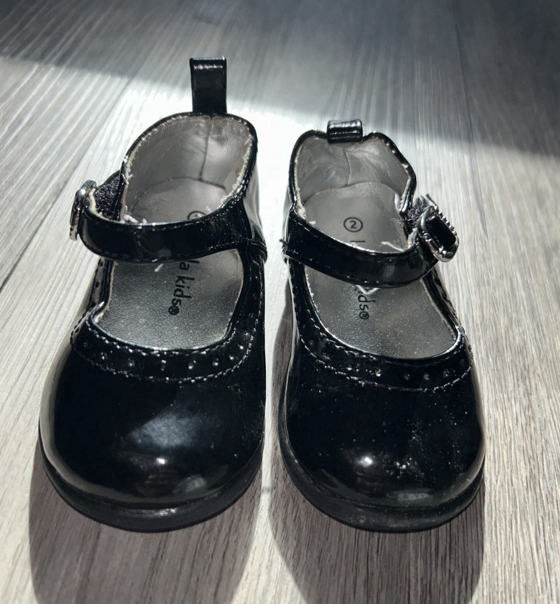 Baby Size 2 Black Patten Leather Shiny Dress Doll Shoes