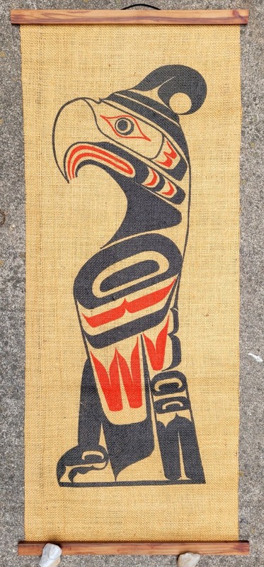 Vintage Douglas Cranmer Burlap Scroll Kwakiutl Northwest Coast Art 