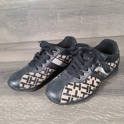Tommy Hilfiger Women's Size 6 Thora Black and Gold Sneakers