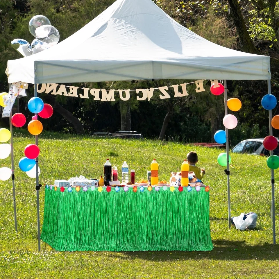 6件装绿草桌裙9英尺x29.5英寸热带派对装饰 — 第 4/4 张图片