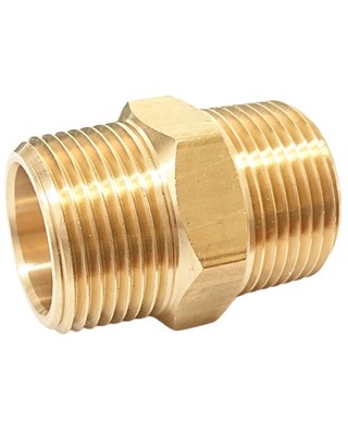1 Inch x 1 Inch NPT Brass Hex Nipple Male Pipe Adapter, Thread outer diameter 1.