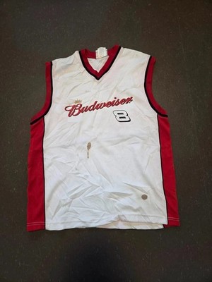 Vintage Budweiser Winners Circle Dale Jr Sneaker Trikot #8 Weiß Rot 90s USA L