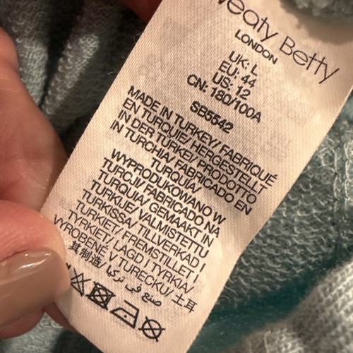 SWEATY BETTY After Class Longline Sweatshirt, LARGE, hellgrün, Daumenlöcher - Bild 4 von 5