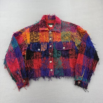 Estefanie s Jacket Womens Medium Patchwork Textured Fringe Boho Guatemala Artisa