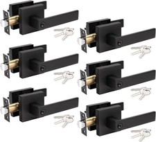 6 Pack Matte Black Heavy Duty Entry Door Handle Set Keyed Alike/Combo Lock
