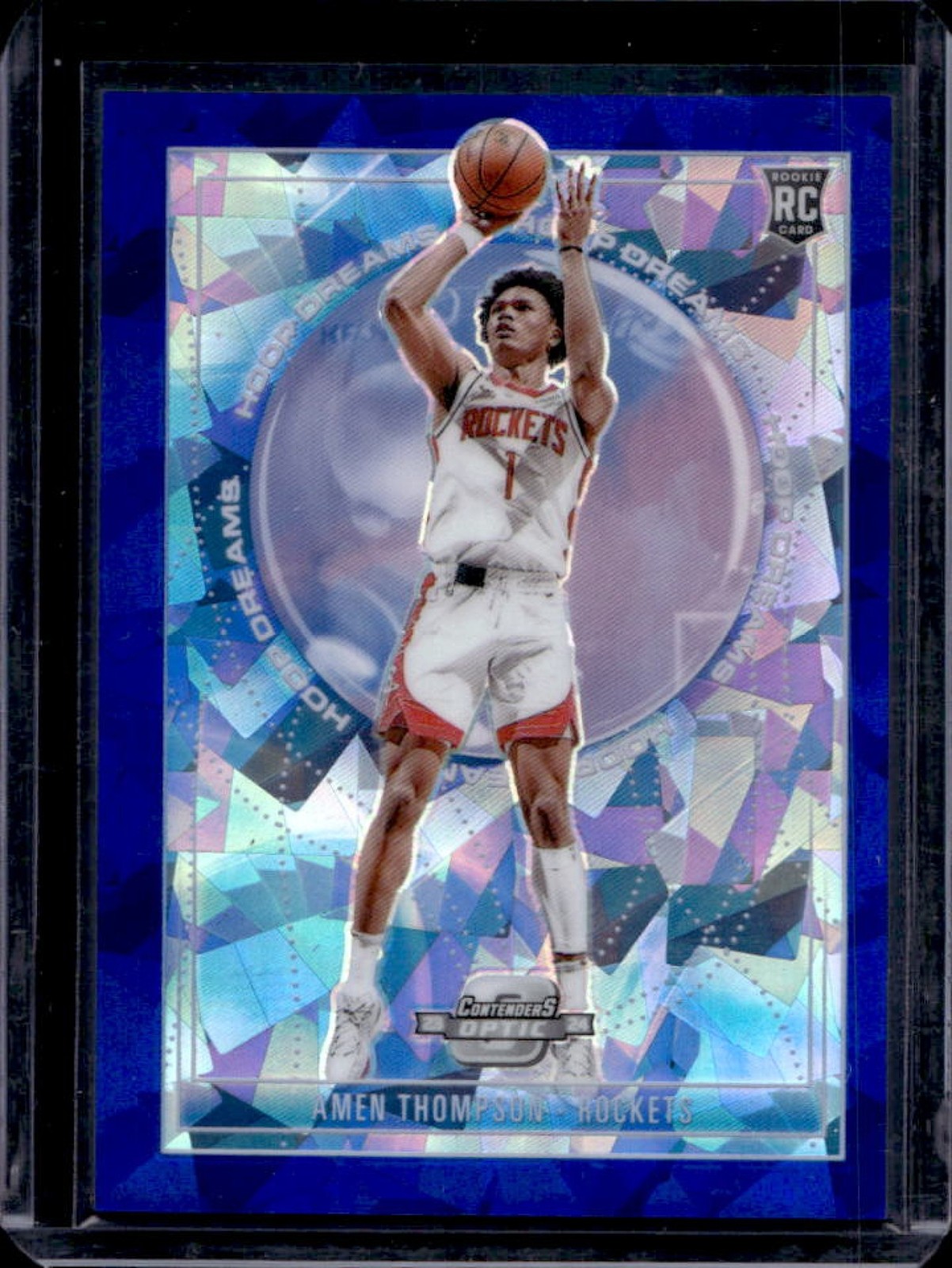 2023-24 Contenders Optic Amen Thompson Hoop Dreams RC Blue Cracked Ice #41/75