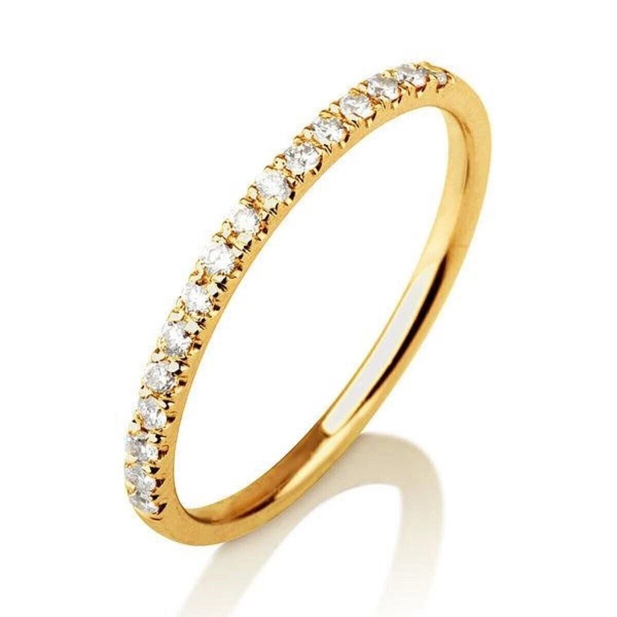 1Ct Round Simulated Half Eternity Wedding Band 14K Yellow Gold Plated