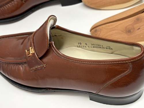 Florsheim Loafers Brown Leather Round Apron Pinch Toe Slip On Shoes Size 10 E - Picture 20 of 23