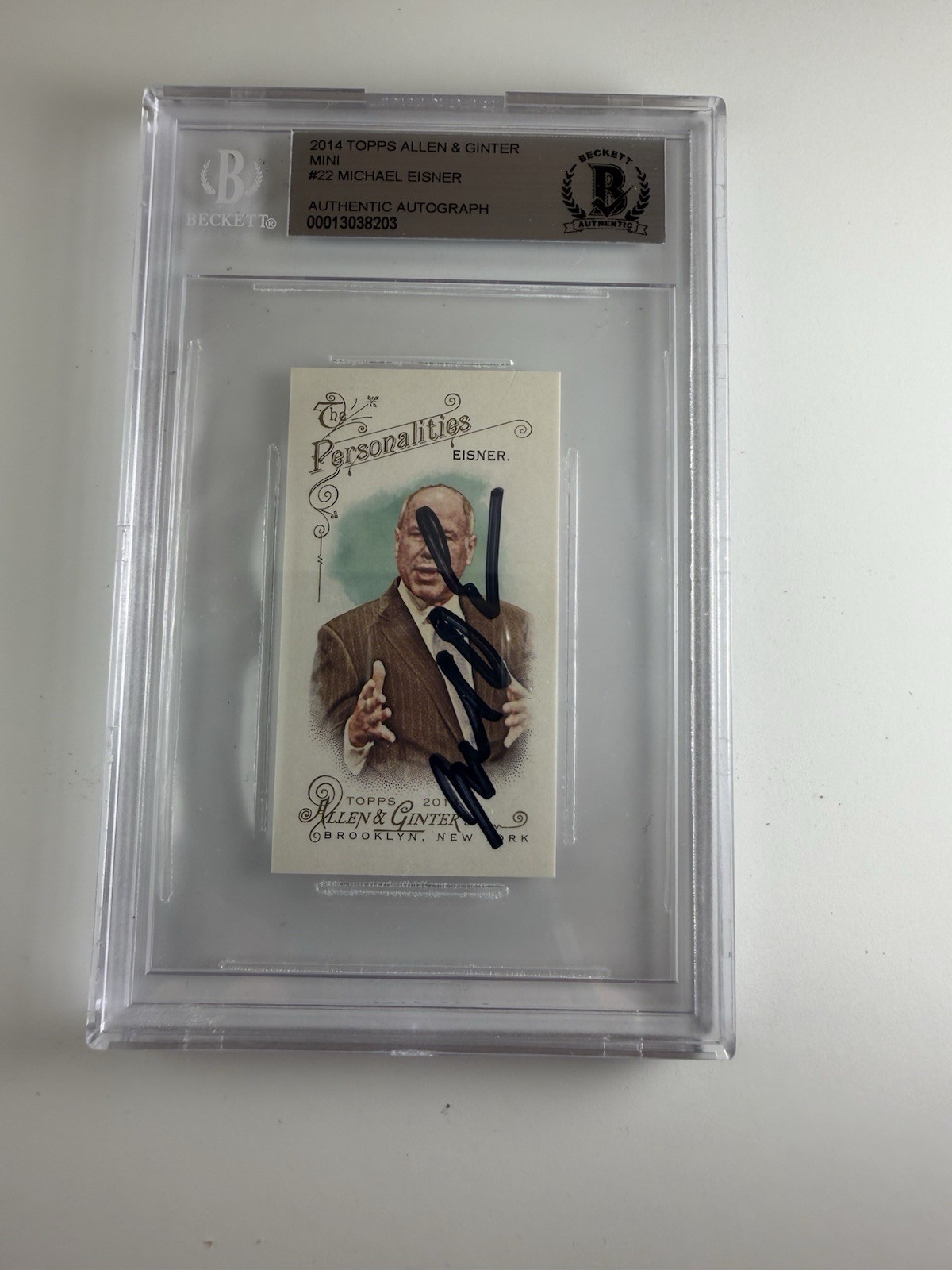 2014 Michael Eisner Topps Allen Ginter Mini Card #22 Card Signed BAS Beckett