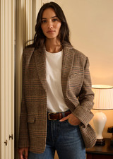 NEW AUTH Favorite Daughter THE DEAN BLAZER brown glen plaid SM