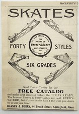 1901 Barney & Berry Ice Skates Victorian  Original Print Ad Springfield Mass